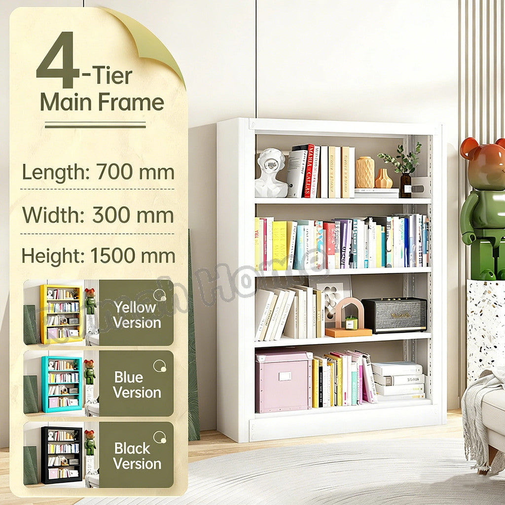 【SG Stock】Heavy Duty Steel Bookshelf Kids Bookcase Floor-standing Storage Rack Shelves for Home Kitchen Warehouse Garage