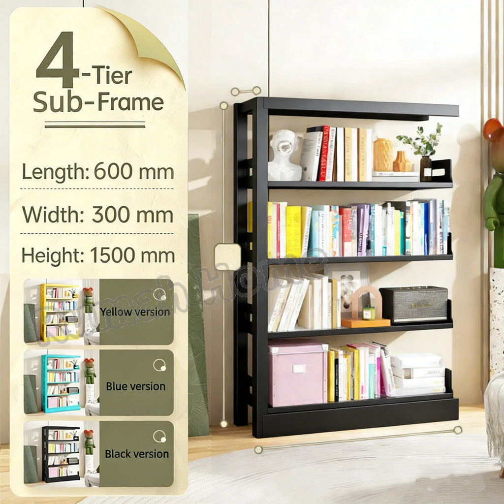 【SG Stock】Heavy Duty Steel Bookshelf Kids Bookcase Floor-standing Storage Rack Shelves for Home Kitchen Warehouse Garage