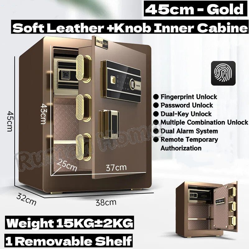 Smart Safe Box For Home Office | Fingerprint Password Key Unlock | Anti-theft Fireproof Alarm Security Box