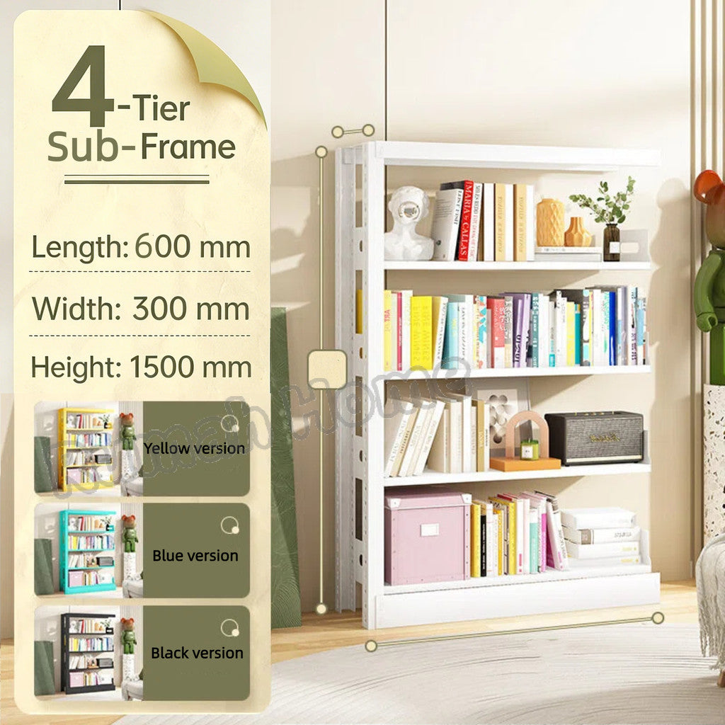 【SG Stock】Heavy Duty Steel Bookshelf Kids Bookcase Floor-standing Storage Rack Shelves for Home Kitchen Warehouse Garage