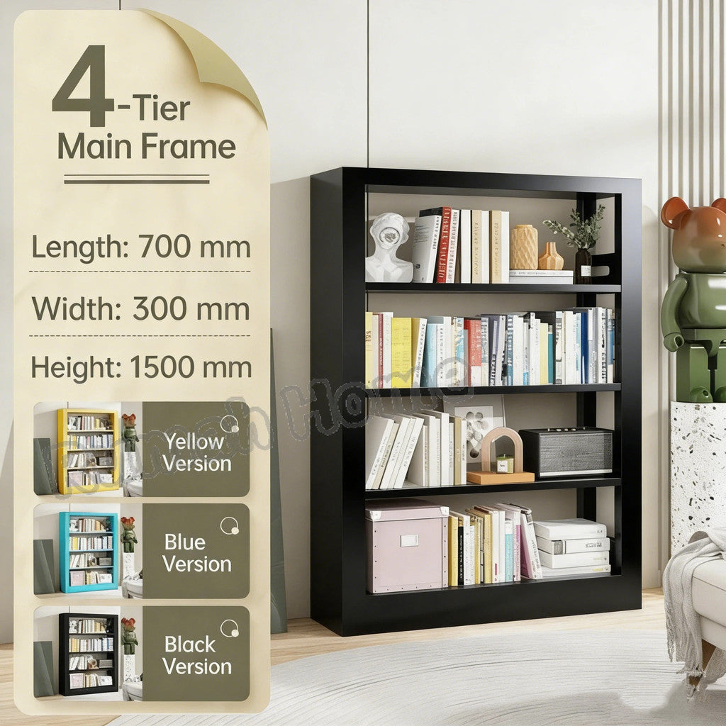 【SG Stock】Heavy Duty Steel Bookshelf Kids Bookcase Floor-standing Storage Rack Shelves for Home Kitchen Warehouse Garage