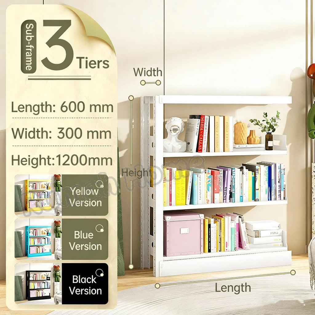 【SG Stock】Heavy Duty Steel Bookshelf Kids Bookcase Floor-standing Storage Rack Shelves for Home Kitchen Warehouse Garage
