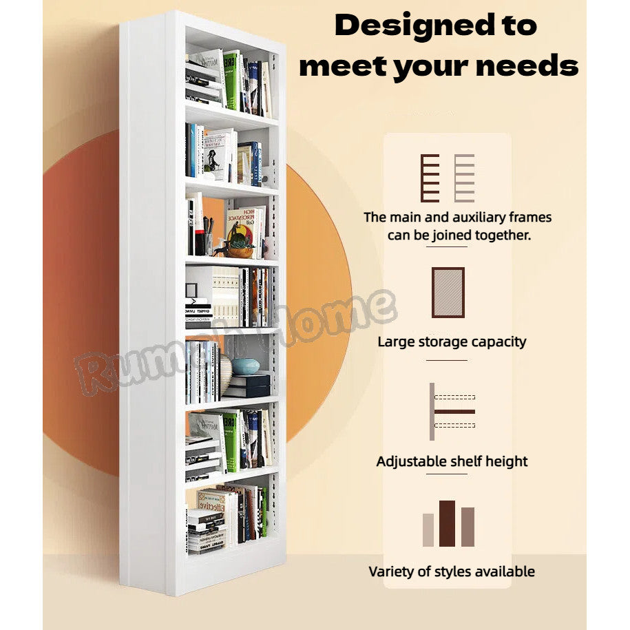 【SG Stock】Heavy Duty Steel Bookshelf Kids Bookcase Floor-standing Storage Rack Shelves for Home Kitchen Warehouse Garage