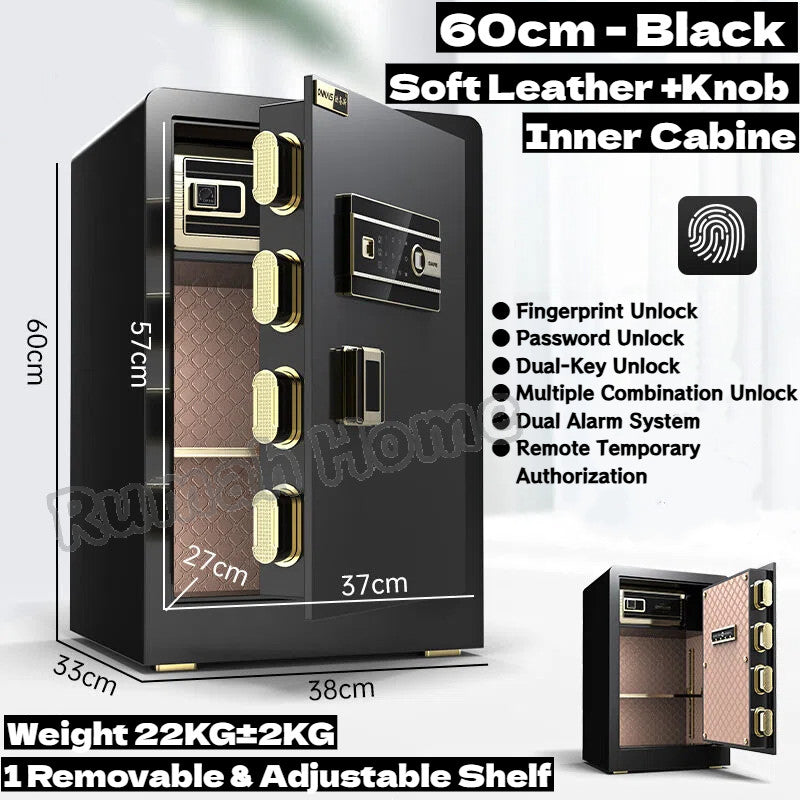 Smart Safe Box For Home Office | Fingerprint Password Key Unlock | Anti-theft Fireproof Alarm Security Box