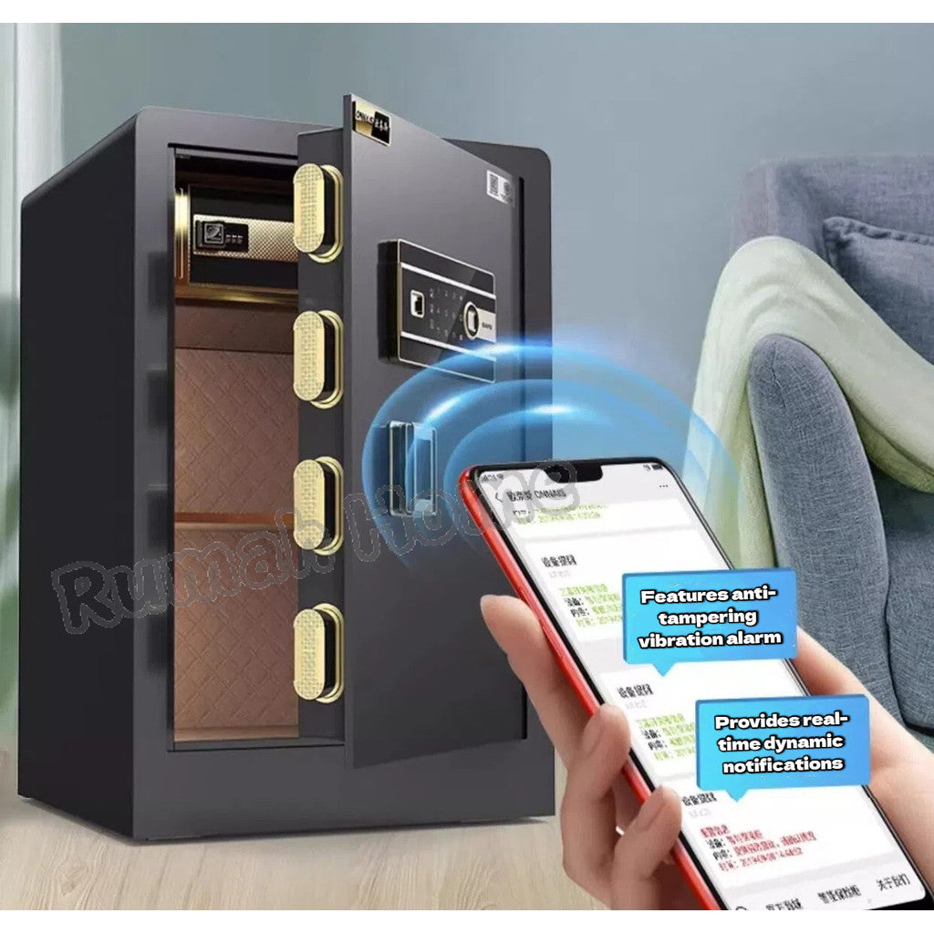 Smart Safe Box For Home Office | Fingerprint Password Key Unlock | Anti-theft Fireproof Alarm Security Box