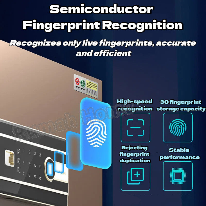 Smart Safe Box For Home Office | Fingerprint Password Key Unlock | Anti-theft Fireproof Alarm Security Box