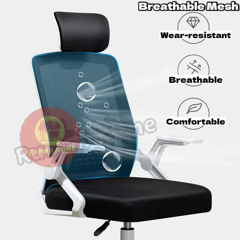 High-Back Ergonomic Mesh Office Desk Chair Lumbar Support Computer Gaming Chair With Pillow for Home Study