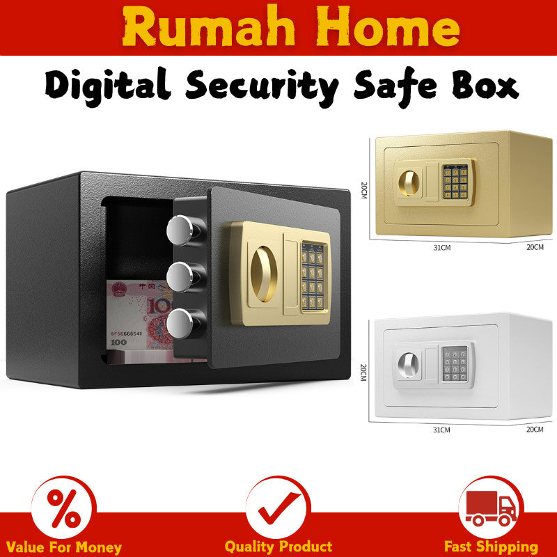 Digital Security Safe Box | Electronic Password/Key Unlock For Kids Adults Document Storage Secret Items Home Piggy Bank