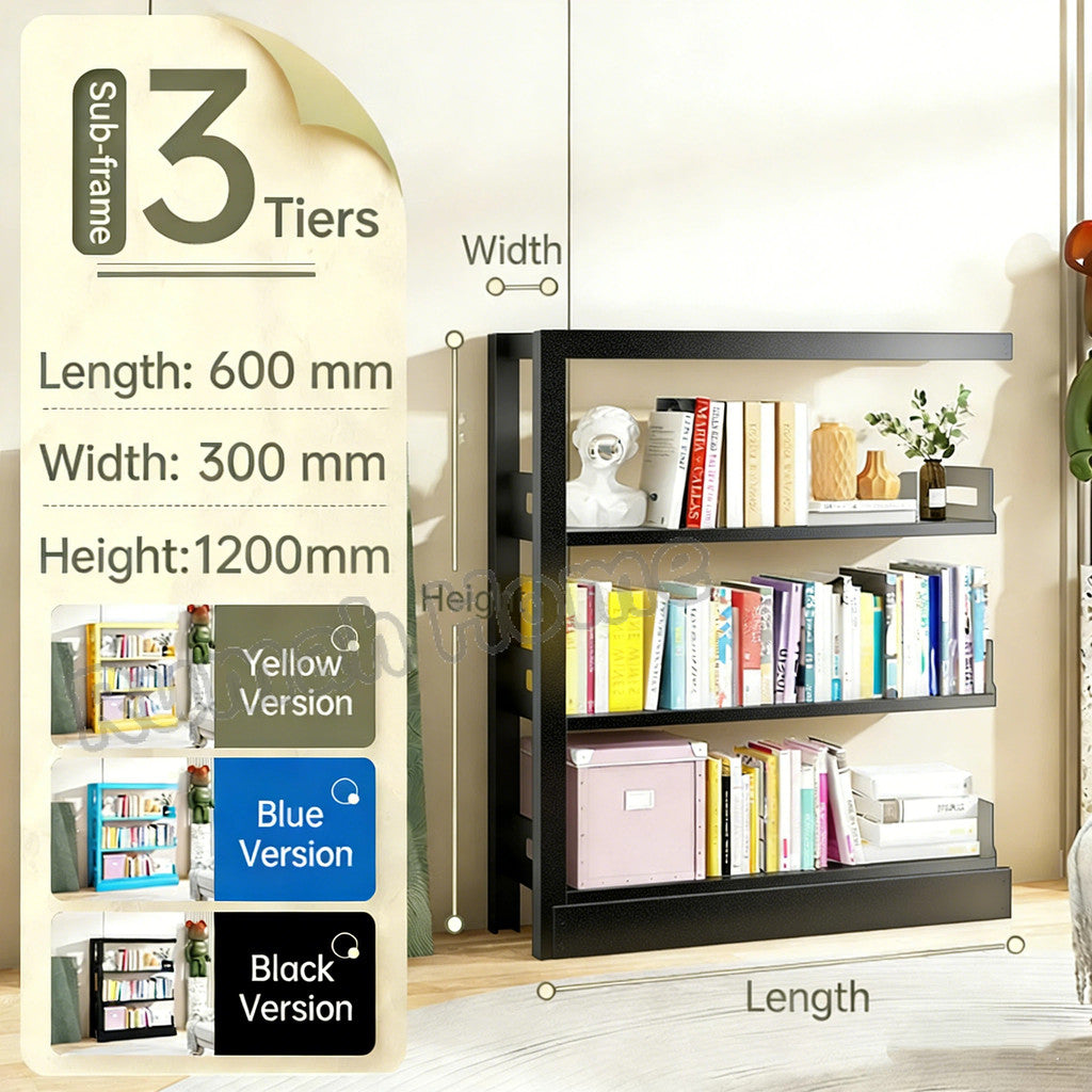 【SG Stock】Heavy Duty Steel Bookshelf Kids Bookcase Floor-standing Storage Rack Shelves for Home Kitchen Warehouse Garage