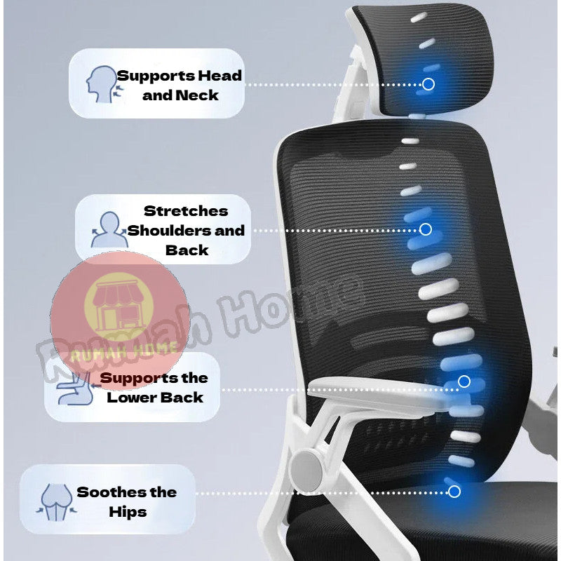 High-Back Ergonomic Mesh Office Desk Chair Lumbar Support Computer Gaming Chair With Pillow for Home Study