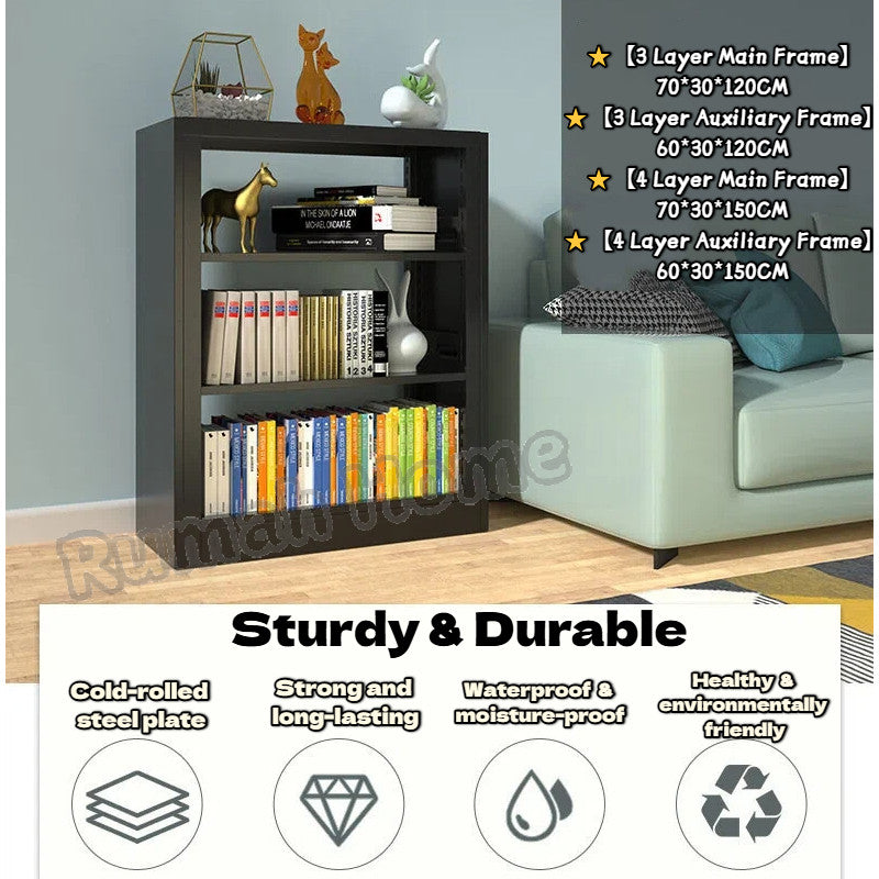 【SG Stock】Heavy Duty Steel Bookshelf Kids Bookcase Floor-standing Storage Rack Shelves for Home Kitchen Warehouse Garage