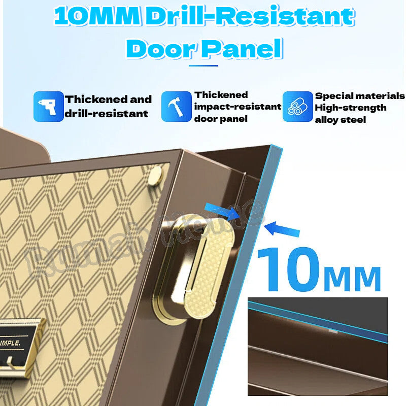 Smart Safe Box For Home Office | Fingerprint Password Key Unlock | Anti-theft Fireproof Alarm Security Box