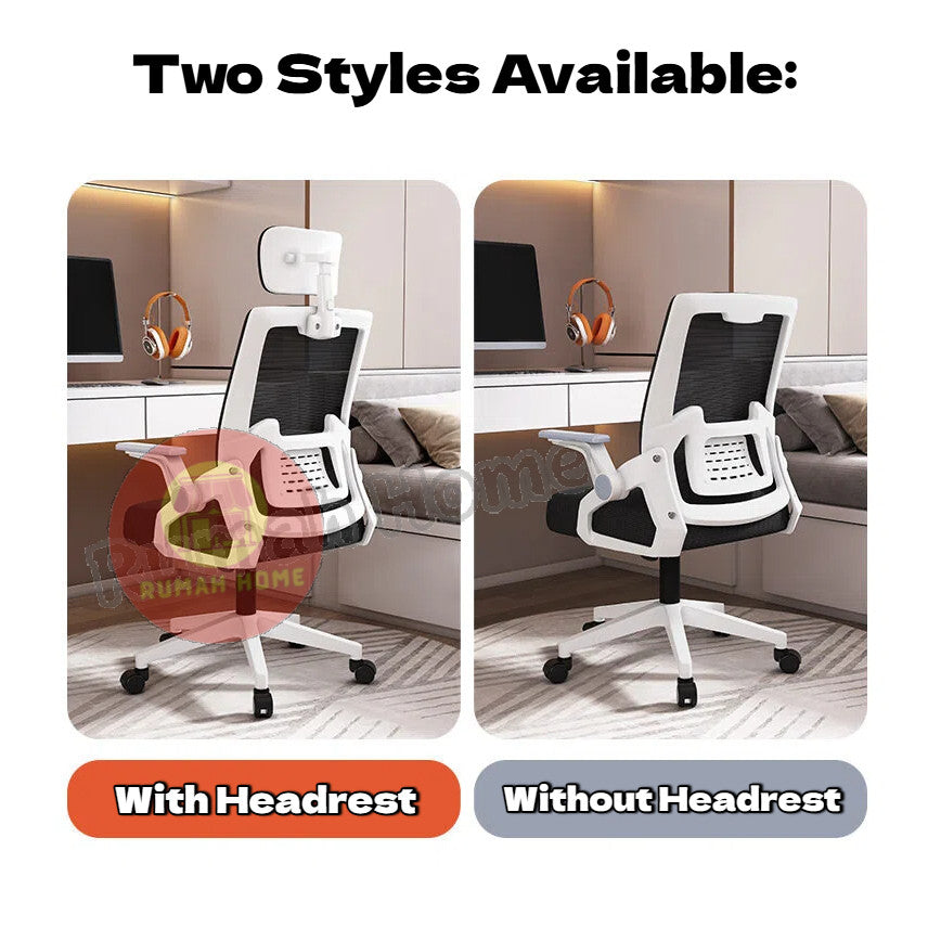 High-Back Ergonomic Mesh Office Desk Chair Lumbar Support Computer Gaming Chair With Pillow for Home Study