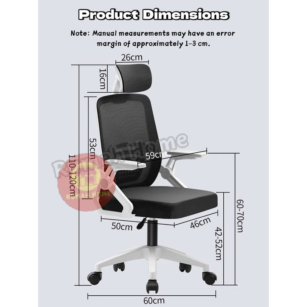 High-Back Ergonomic Mesh Office Desk Chair Lumbar Support Computer Gaming Chair With Pillow for Home Study