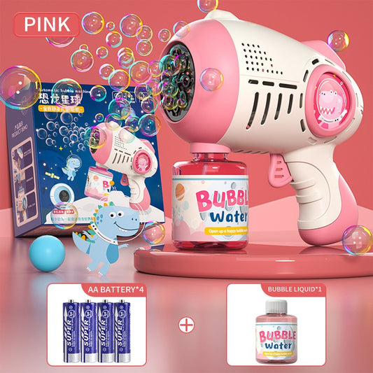 Kid's Bubble Machine Set Automatic Blowing Bubble Gun Toy with LED Light Music