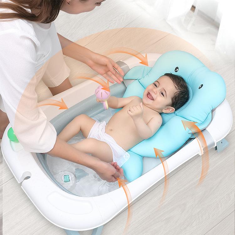 Rumahhome_Baby Bathing Bathtub Foldable Shower Basin Newborn Baby Bathtub with Temp Sensor/Infant/Children