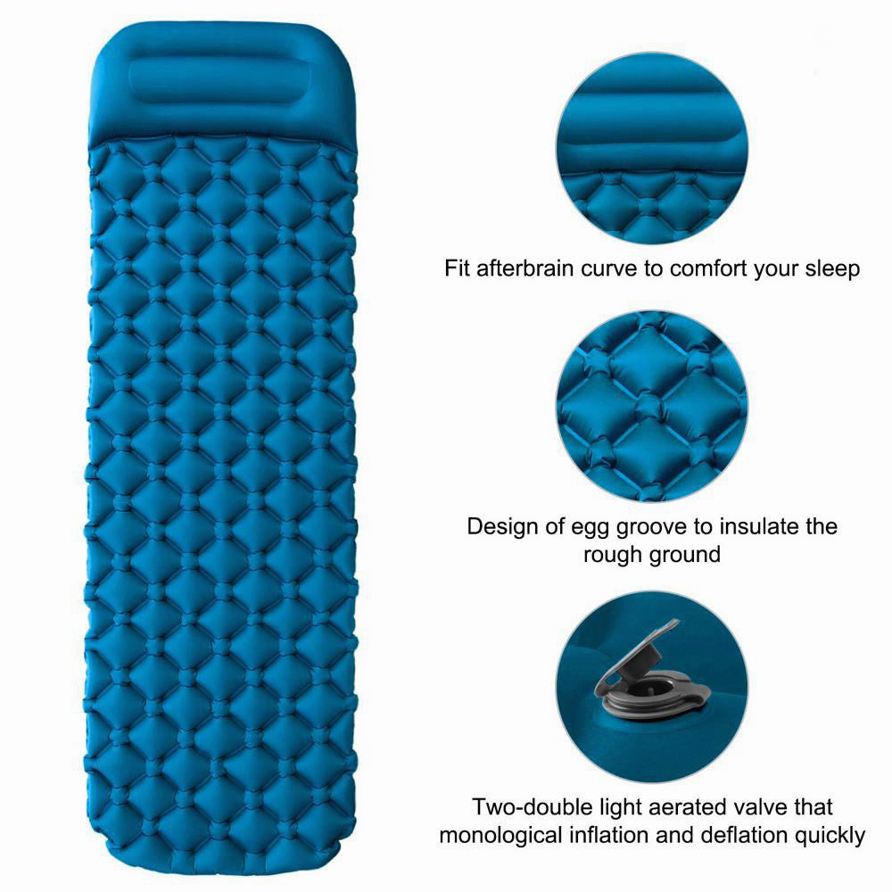 Camping Inflatable Mat With Air Pillow Outdoor Beach Air Mattress Portable Waterproof air mattress sleeping bag