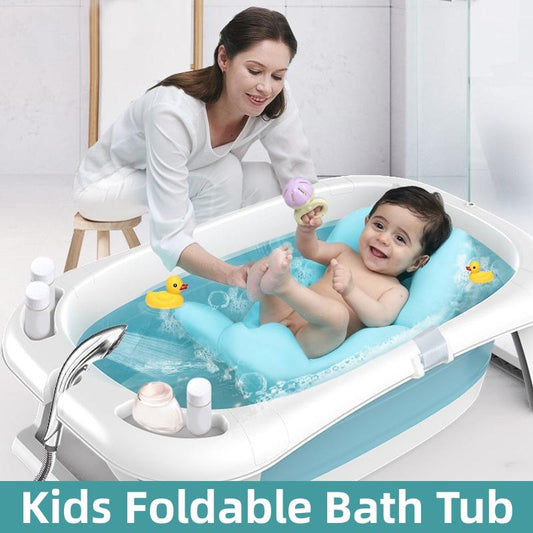 Rumahhome_Baby Bathing Bathtub Foldable Shower Basin Newborn Baby Bathtub with Temp Sensor/Infant/Children