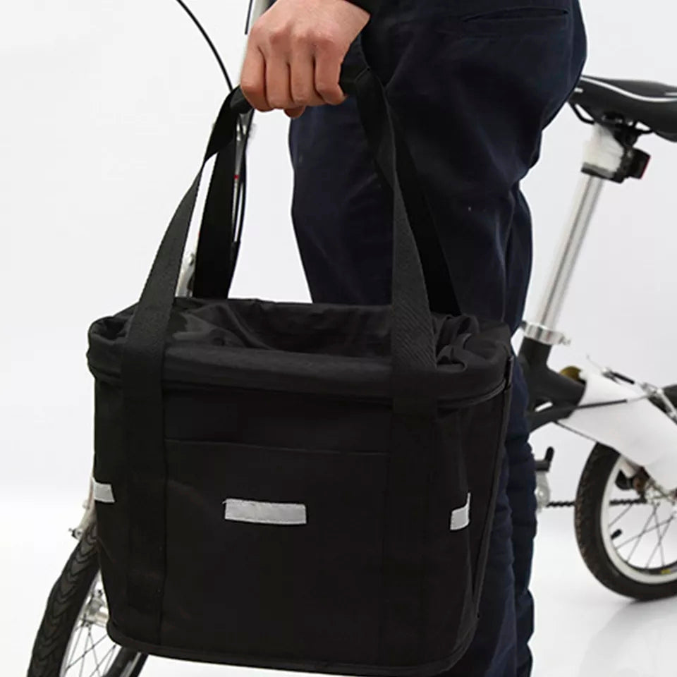 Bicycle Handlebar Basket Large Capacity MTB Bike Pet Carrier Foldable Detachable Front Frame Pannier