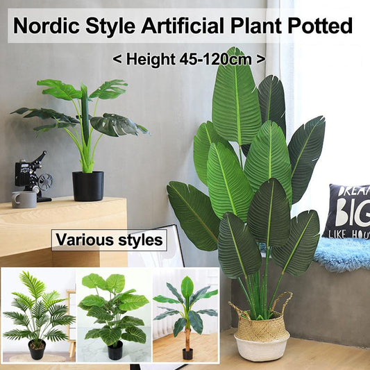 Rumahhome 45-120cm Nordic Style Artificial Plant Potted Fake Tree Flower Imitation Plants Home Office Hotel Decoration