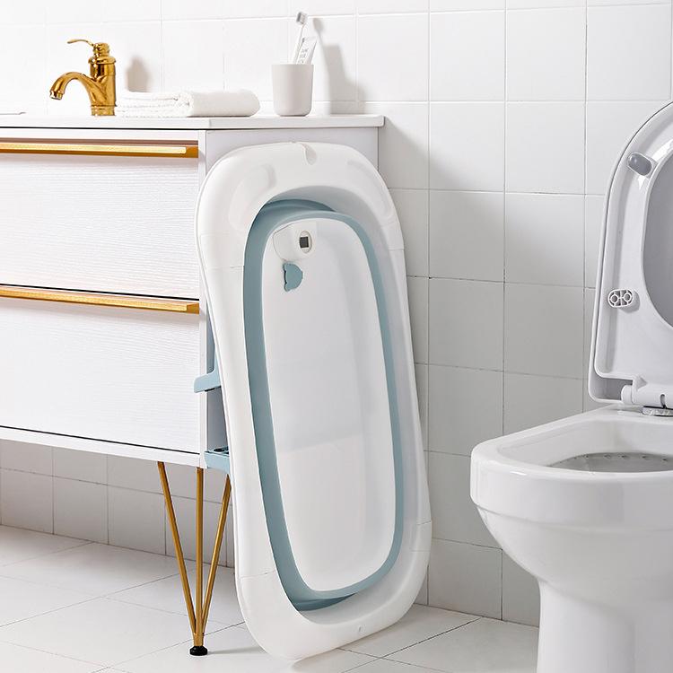 Rumahhome_Baby Bathing Bathtub Foldable Shower Basin Newborn Baby Bathtub with Temp Sensor/Infant/Children