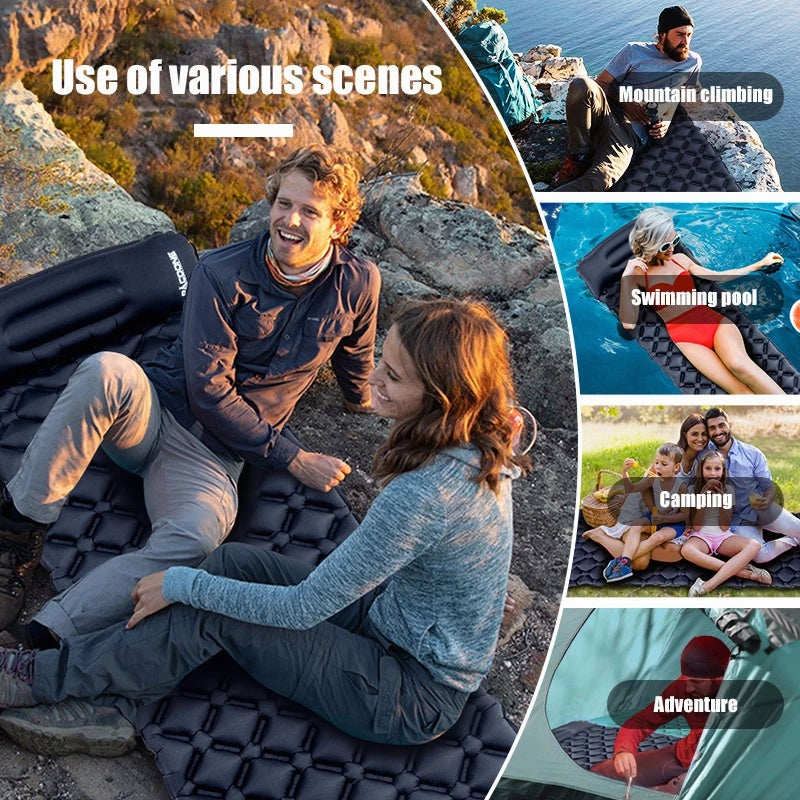Camping Inflatable Mat With Air Pillow Outdoor Beach Air Mattress Portable Waterproof air mattress sleeping bag