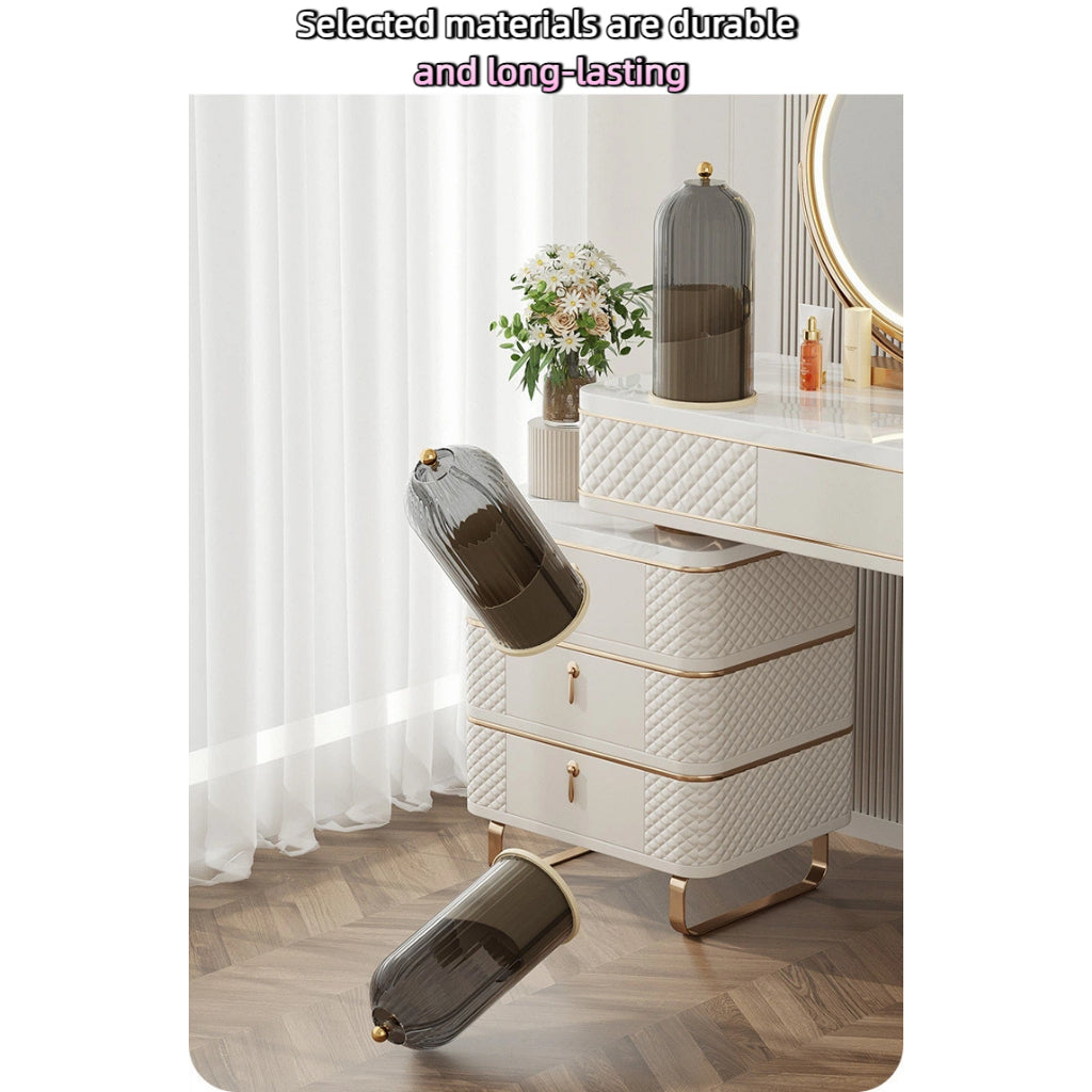 Makeup Brush Storage Box Cosmetic Table Organiser -360° Rotary Dustproof Holder With Cover