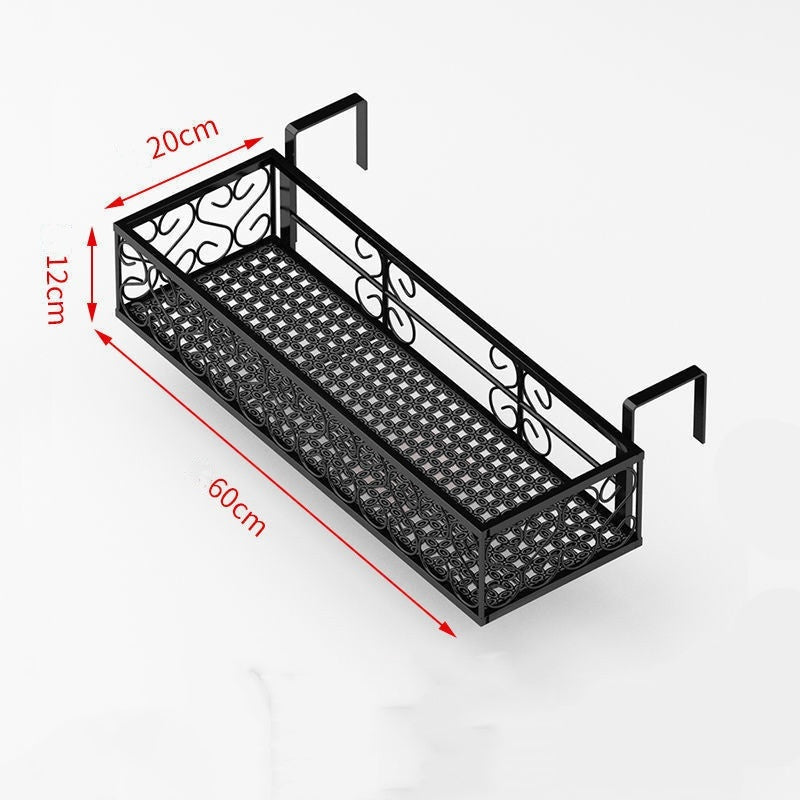 Elegant Hanging Flower Pot Rack - Stylish Balcony Planter Stand with Railing Basket | Ideal for Indoor & Outdoor Gardens