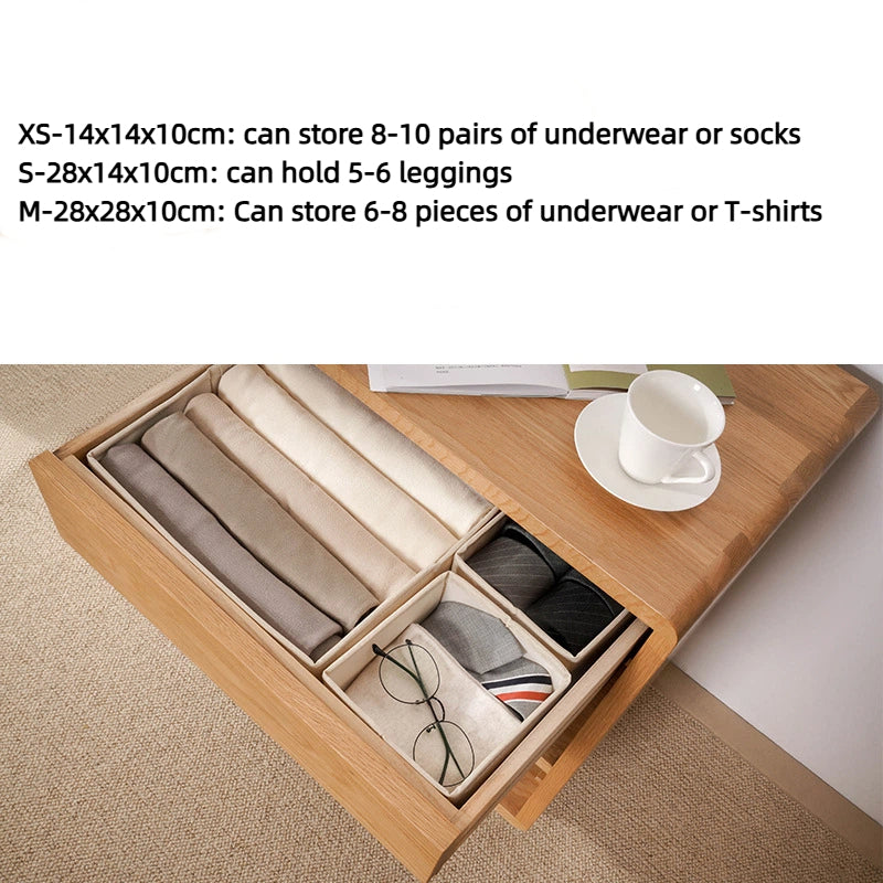 Minimalist Foldable Linen Drawer Organiser - Wardrobe Storage Box for Clothes, Undergarments | Multi-Drawer Dividers