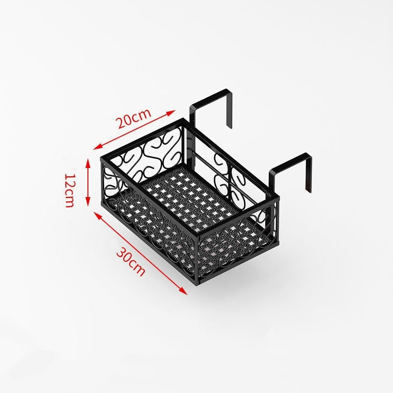 Elegant Hanging Flower Pot Rack - Stylish Balcony Planter Stand with Railing Basket | Ideal for Indoor & Outdoor Gardens