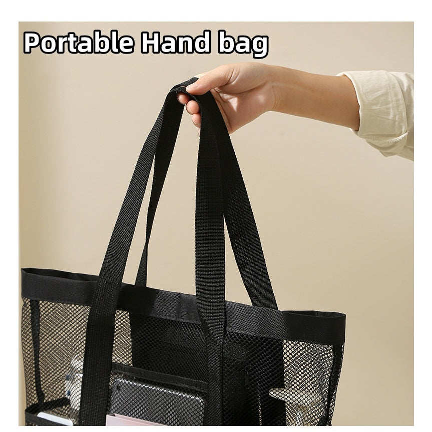 Mesh Shower Caddy Portable Large Bathroom Tote Bag Durable with Pockets  for Travel, College Dorm