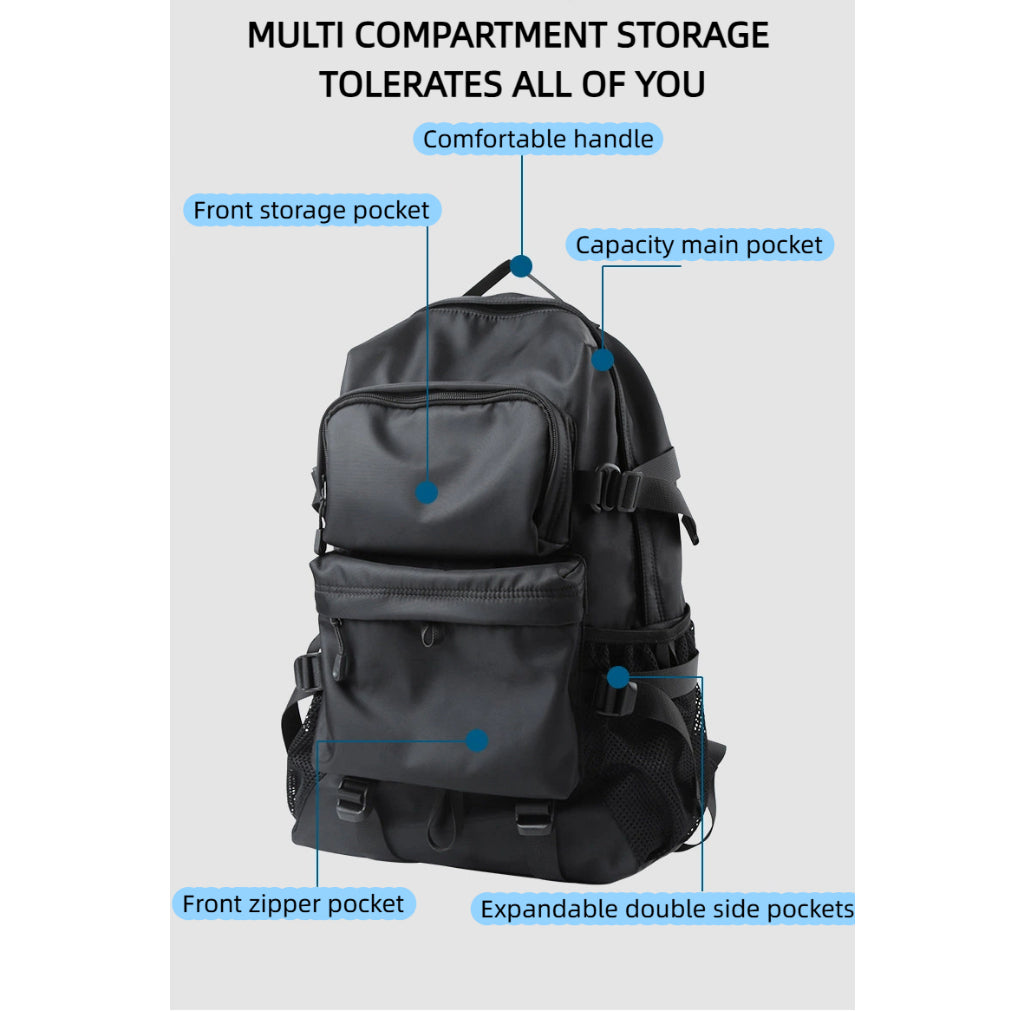 Japanese Trendy Waterproof Laptop Backpack - School Work Travel Bag Multi Compartment