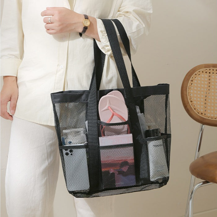 Mesh Shower Caddy Portable Large Bathroom Tote Bag Durable with Pockets  for Travel, College Dorm