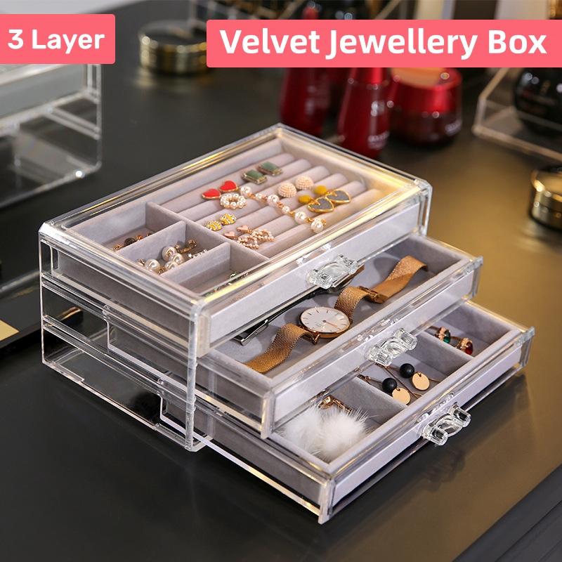Rumahhome Jewellery Box Jewellery Organiser Jewellery Storage Box Accessories Organiser Velvet
