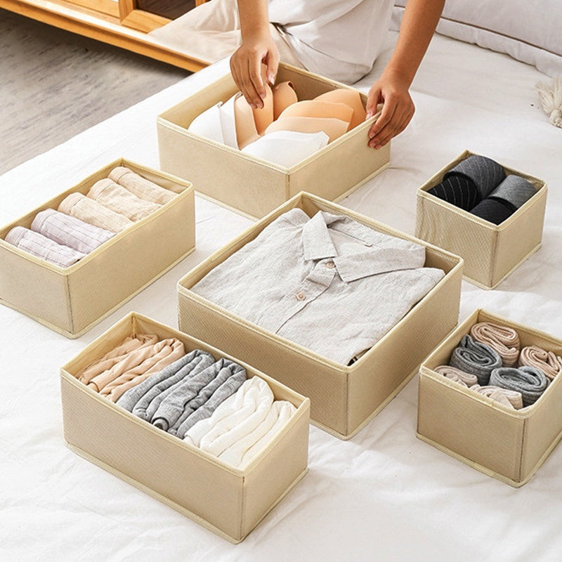 Minimalist Foldable Linen Drawer Organiser - Wardrobe Storage Box for Clothes, Undergarments | Multi-Drawer Dividers
