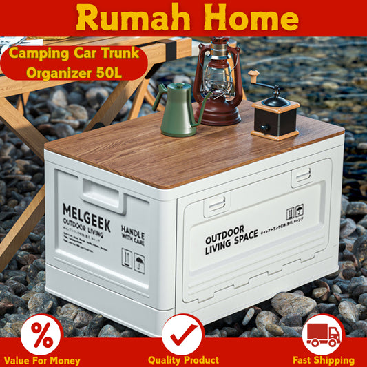 50L Foldable Storage Box Portable Waterproof Cabinet For Camping,Car Trunk Organiser,Outdoor Fishing