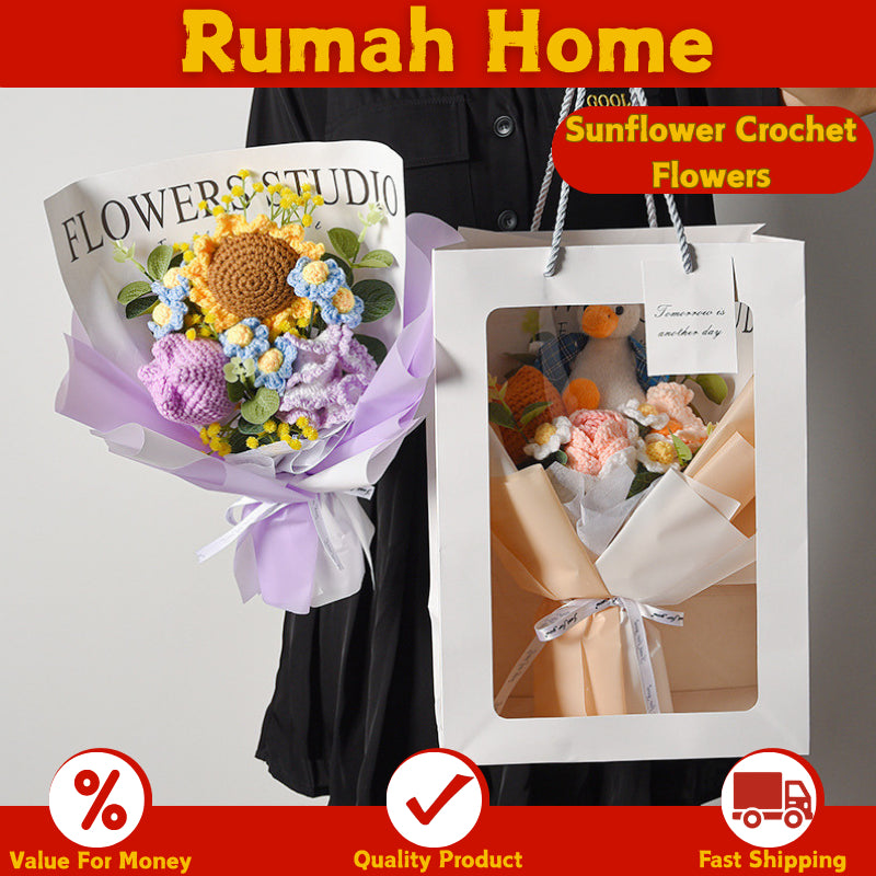 Sunflower Crochet Flowers Handmade Eternal Bouquets for Wedding House Warming Graduation Gifts
