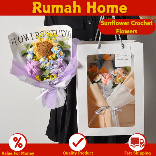 Sunflower Crochet Flowers Handmade Eternal Bouquets for Wedding House Warming Graduation Gifts