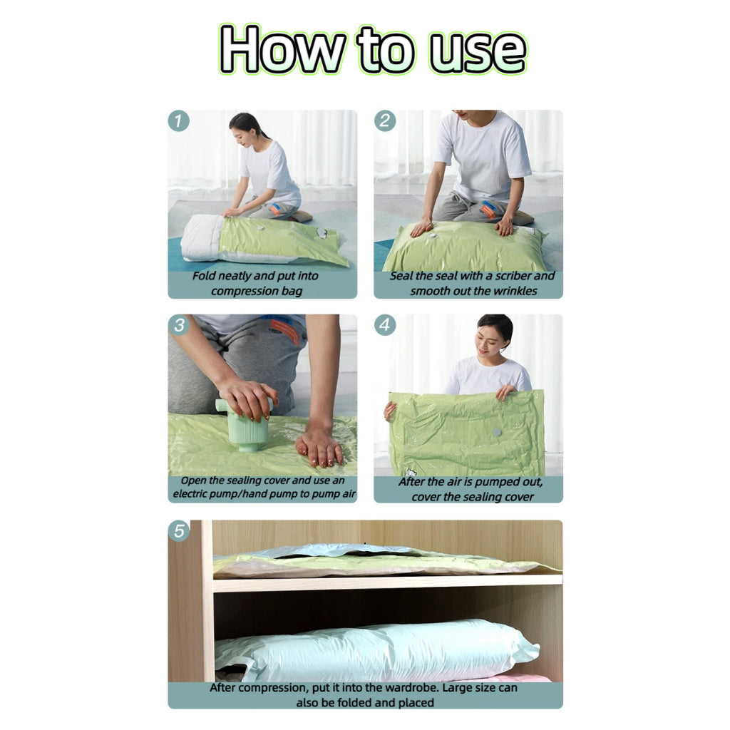 Thickened Large Vacuum Compression Wardrobe Storage Bag - Moisture-Proof for Clothes, Quilt, Cabinet,Travel & Moving