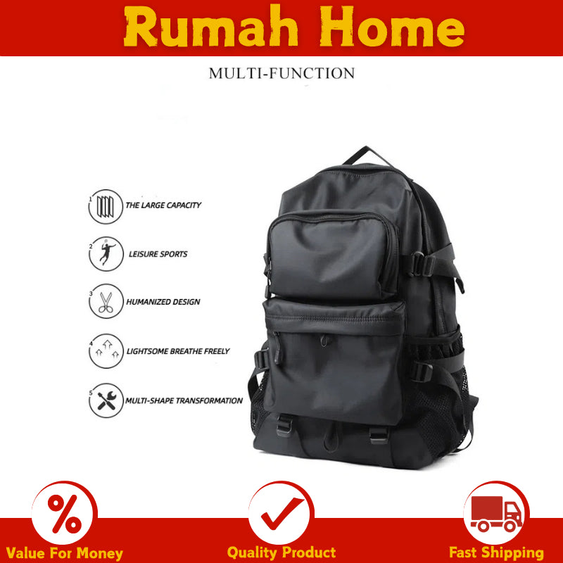 Japanese Trendy Waterproof Laptop Backpack - School Work Travel Bag Multi Compartment