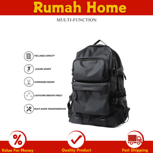 Japanese Trendy Waterproof Laptop Backpack - School Work Travel Bag Multi Compartment