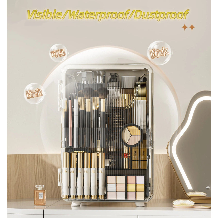 Luxury Clear Cosmetic Table Organiser - Dustproof Transparent Makeup Storage Box Desktop Organiser