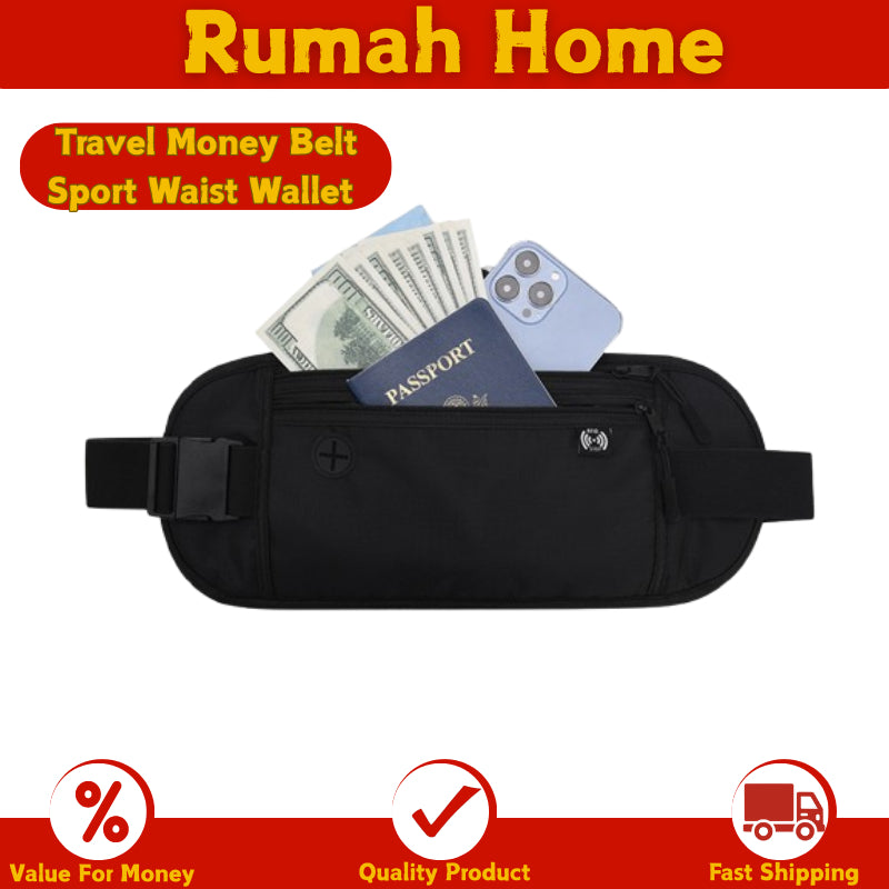 Travel Money Belt Sport Waist Wallet RFID Blocking Anti-Theft Passport for Men & Women