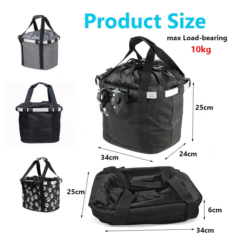 Bicycle Handlebar Basket Large Capacity MTB Bike Pet Carrier Foldable Detachable Front Frame Pannier
