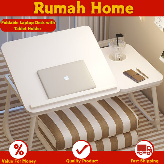 Foldable Laptop Desk with Tablet Holder - Multi-Purpose Bed/Office Table for Study,Work,Dorm & Small Spaces Space-Saving