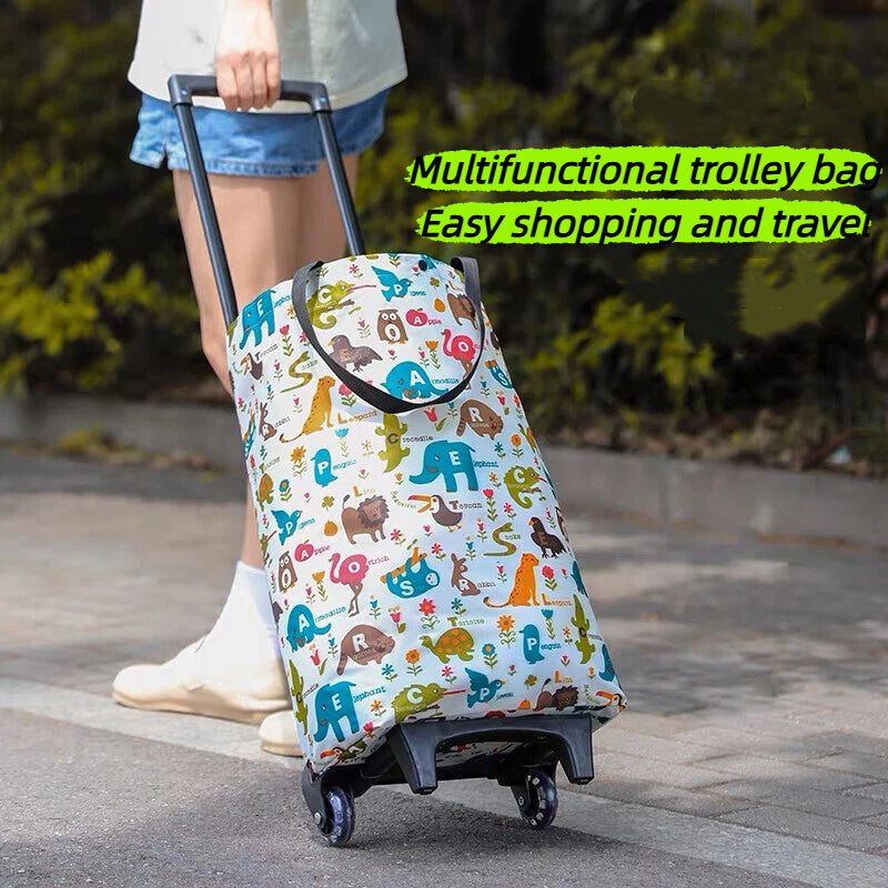 Foldable Waterproof Shopping Trolley Bag 20kg Lightweight, Wheeled Grocery Cart for Market & Supermarket