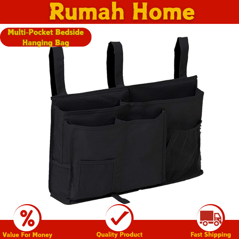 Multi-Pocket Bedside Hanging Bag | Organiser for Diapers, Bottles, Phone, Magazine | Fits Chair Bunks Cabin SG