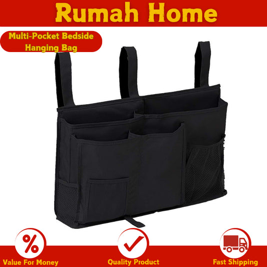 Multi-Pocket Bedside Hanging Bag | Organiser for Diapers, Bottles, Phone, Magazine | Fits Chair Bunks Cabin SG