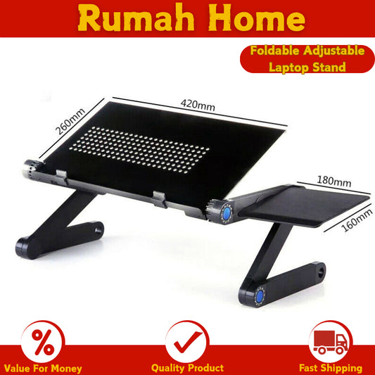 Foldable Adjustable Laptop Stand with Vented Aluminum, Portable for Desk & Bed, Tablet Stand