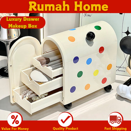 Luxury Drawer Makeup Organiser Box - Cosmetic Brush, Jewelry Storage for Desk, Dressing Table & Student Dorm | Fashion